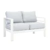 Paris 4 Seater White Aluminium Sofa Lounge - Light Grey Cushion - Image 4