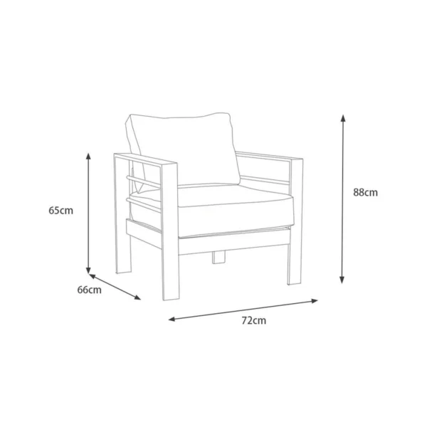 Paris 4 Seater White Aluminium Sofa Lounge - Light Grey Cushion - Image 9