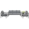 Paris 5 Seater Charcoal Aluminium Sofa Lounge - Grey Cushion