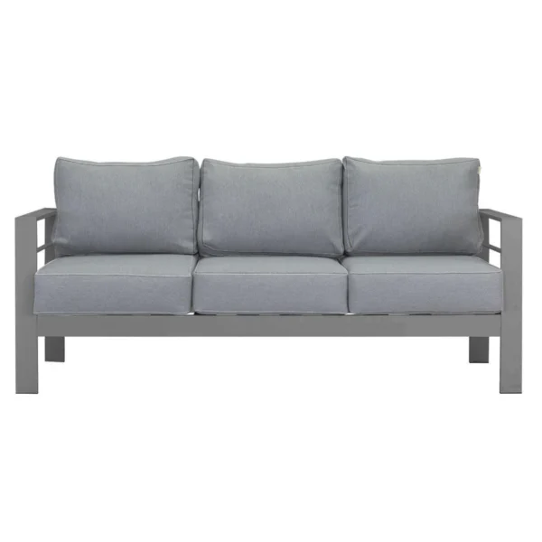 Paris 5 Seater Charcoal Aluminium Sofa Lounge - Grey Cushion - Image 7