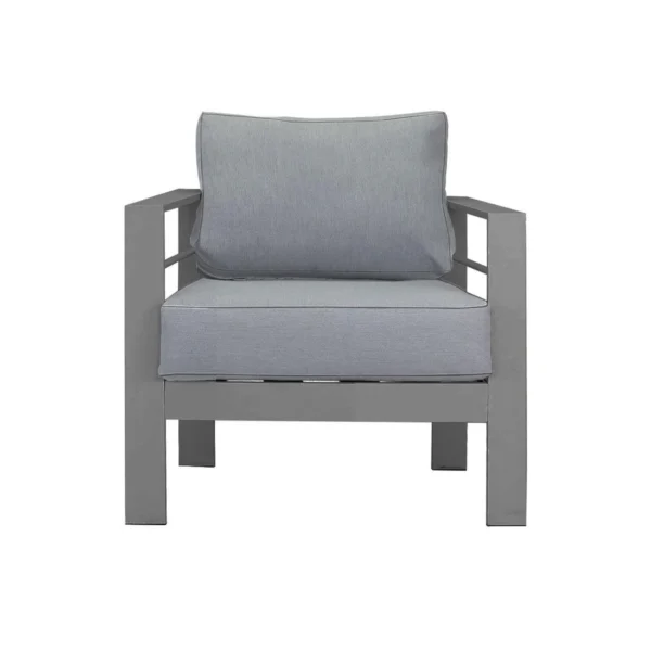 Paris 5 Seater Charcoal Aluminium Sofa Lounge - Grey Cushion - Image 9