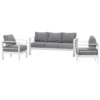 Paris 5 Seater White Aluminium Sofa Lounge - Grey Cushion