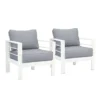 Paris 5 Seater White Aluminium Sofa Lounge - Grey Cushion - Image 7