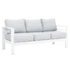 Paris 5 Seater White Aluminium Sofa Lounge - Light Grey Cushion - Image 4