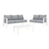 Paris 5 Seater White Aluminium Sofa Lounge Suite - Grey Cushion - Image 11