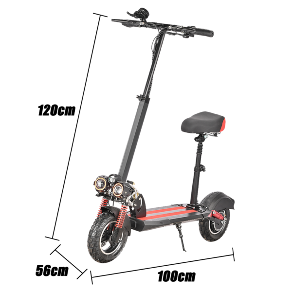 10'' Off Road Electric Scooter 50KM/H 1000W Black Blue High Speed Electric Motor Adult Glow eBike - Image 7