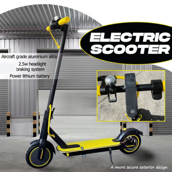 Electric Scooter Yellow Foldable Portable 900W 40KM/H 50KM Adult Traveling eBike - Image 2