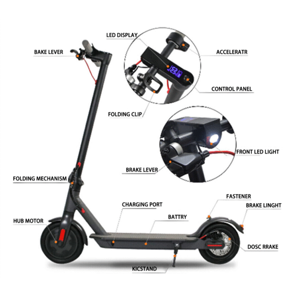 Electric Scooter 900W 40KM/H Adult 8.5 inch 50km Portable Black Foldable Bike - Image 3