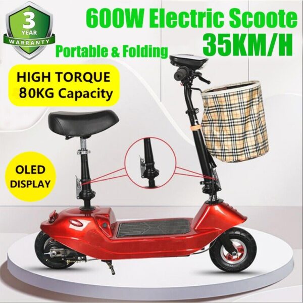 600W 40KM Electric Scooter E Bike Motor Foldable Portable Riding Commuter Adult