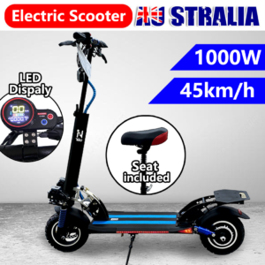 Blue Portable Electric Scooter 50KM/H 50KM 1000W With Tail Adult Foldable Travel E Bike