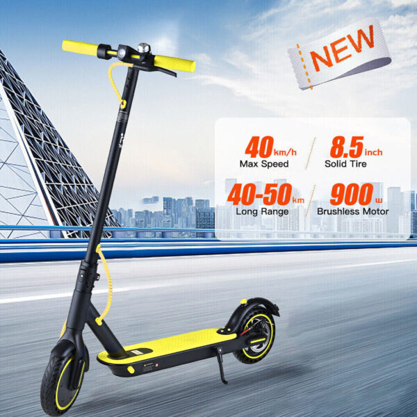 Electric Scooter Yellow Foldable Portable 900W 40KM/H 50KM Adult Traveling eBike