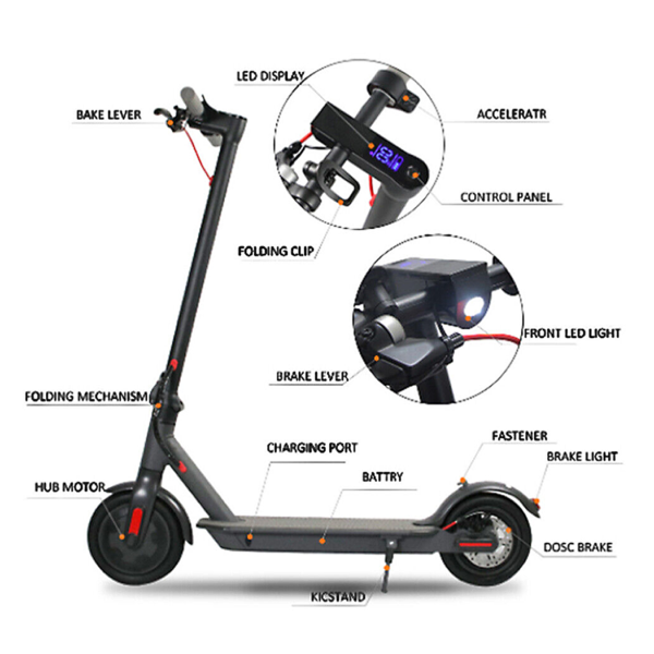 Portable Electric Scooter 50KM/H 50KM 1200W Black Adult Foldable Travel E Bike - Image 5