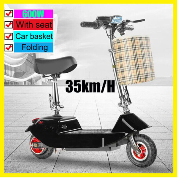 Teenager Electric Scooter 600W 35km/h Motor 8" Foldable Portable Commuter Bike