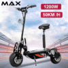 10'' Off Road Electric Scooter 50KM/H 12000W Black High Speed Electric Motor Adult Glow eBike