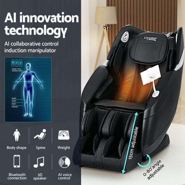 Livemor Massage Chair Electric Recliner SL-track Full Body 3D Massager Flynn - Image 5