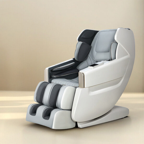 Livemor Massage Chair Electric Recliner SL-track Shiatsu Massager White Varitas - Image 8