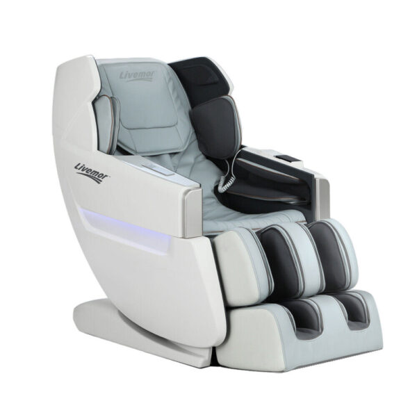 Livemor Massage Chair Electric Recliner SL-track Shiatsu Massager White Varitas - Image 16