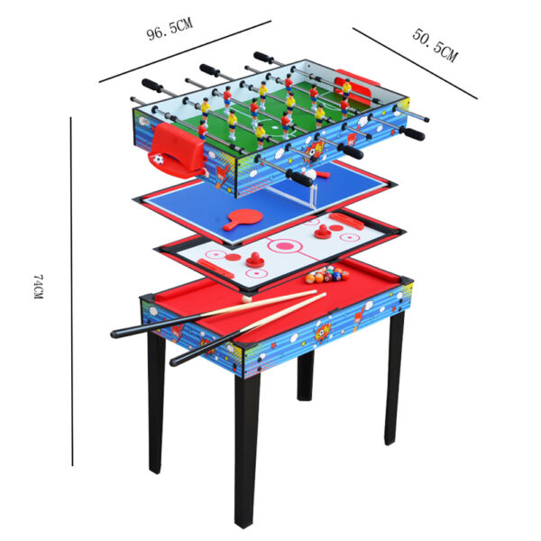 MACE 3FT 4-In-1 Multifunctional Table For Kids Billiard/Air Hockey/Table Tennis/Football MDF – Black&Blue - Image 3