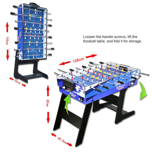 MACE 4FT 4-In-1 MDF Foldable Multifunctional Table For Kids Billiard/Air Hockey/Table Tennis/Football – Black & Blue - Image 3
