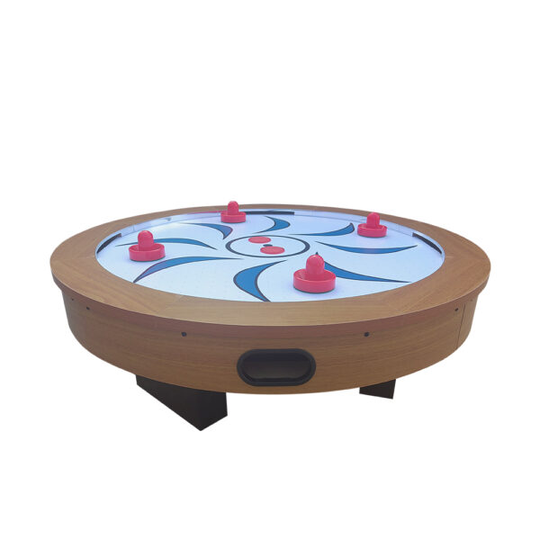MACE Round Shape 36″ Air Hockey Table Walnut Frame Black Leg