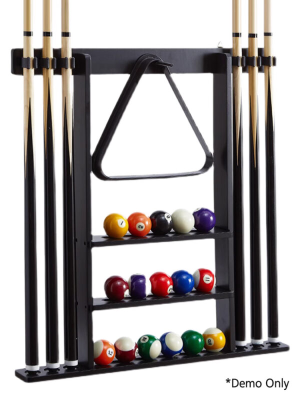 MACE Durable Multifunctional Wall-Mounted Billiard Cue Rack Pool Cue Stand With 6 Holes – Black - Image 3