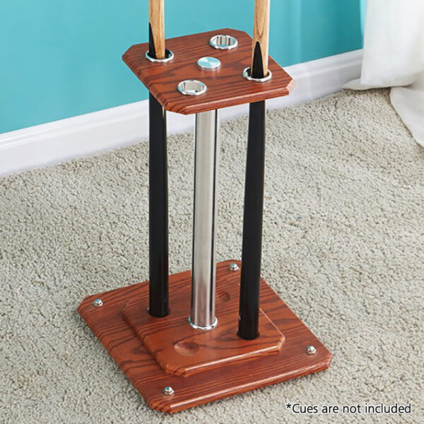 MACE Durable Billiard Cue Rack Pool Cue Stand With 4 Holes – Walnut - Image 2