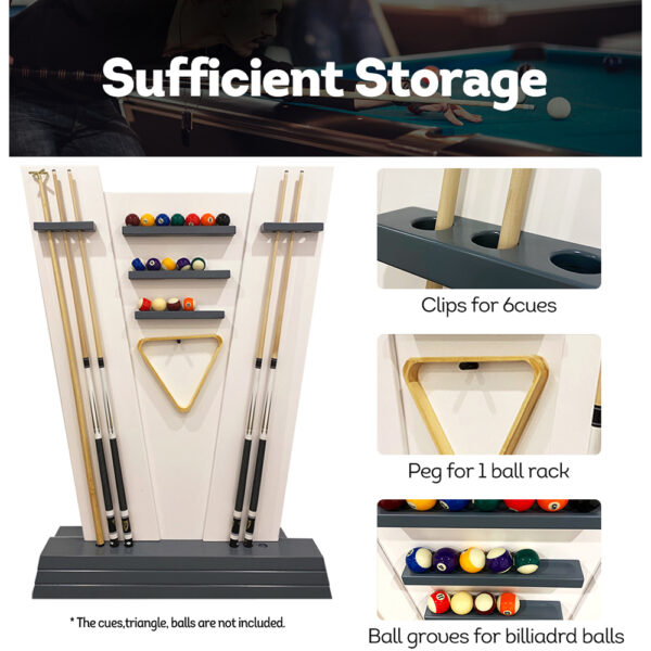 MACE Durable Pool Cue Stand Multifunctional Billiard Cue Rack – Black&White - Image 3
