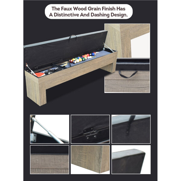 MACE 2 X 003 Storage Bench For Dining Pool Table – Vintage Wood Grain Color - Image 5
