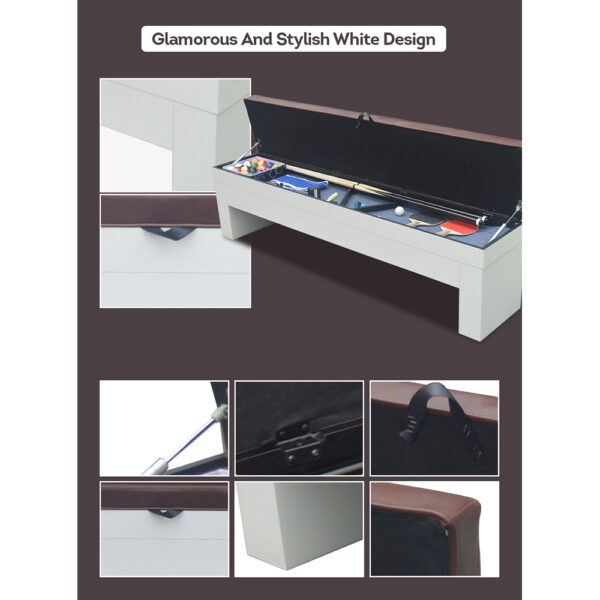 MACE 2 X 003 Storage Bench For Dining Pool Table – White Colour - Image 5