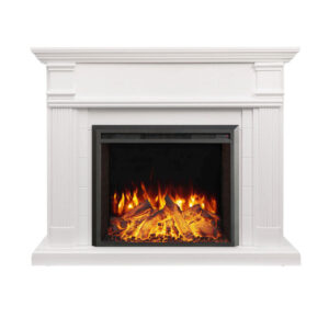 George 2000W Electric Fireplace Heater White Mantel Suite with 30" Starlight Insert - Smartphone Control