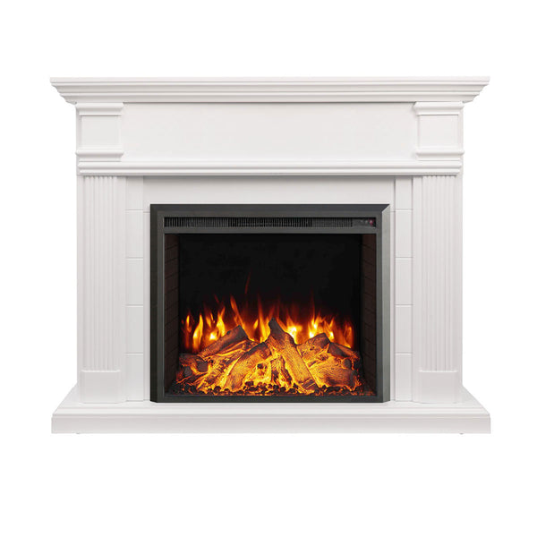George 2000W Electric Fireplace Heater White Mantel Suite with 30" Starlight Insert - Smartphone Control