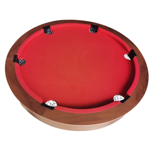 MACE 4-Player Round Shape 36″ Pool Table Brown Frame Red Felt - Image 3