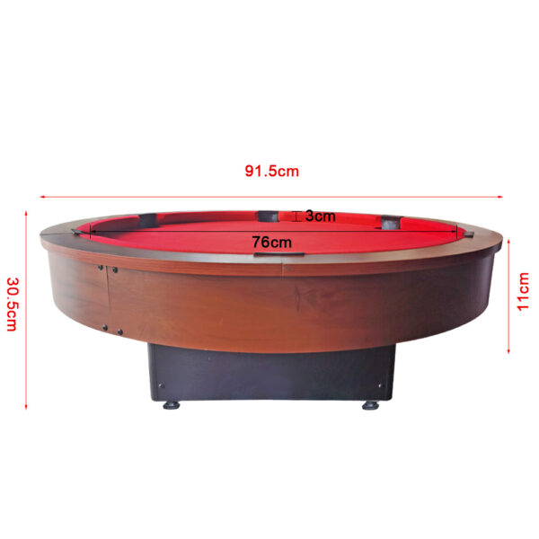 MACE 4-Player Round Shape 36″ Pool Table Brown Frame Red Felt - Image 6