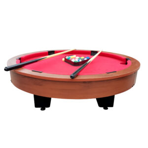 MACE 4-Player Round Shape 36″ Pool Table Brown Frame Red Felt