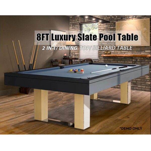 MACE 8FT Slate Pool Table Snooker Table Billiards Table With Dinning Top - Image 4