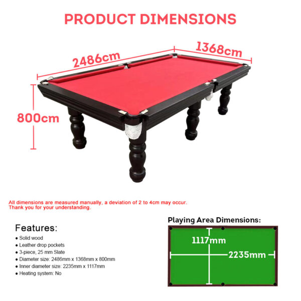MACE 8FT AU12 Mahogany Luxury Slate Pool / Billiards / Snooker Table – FY - Image 6