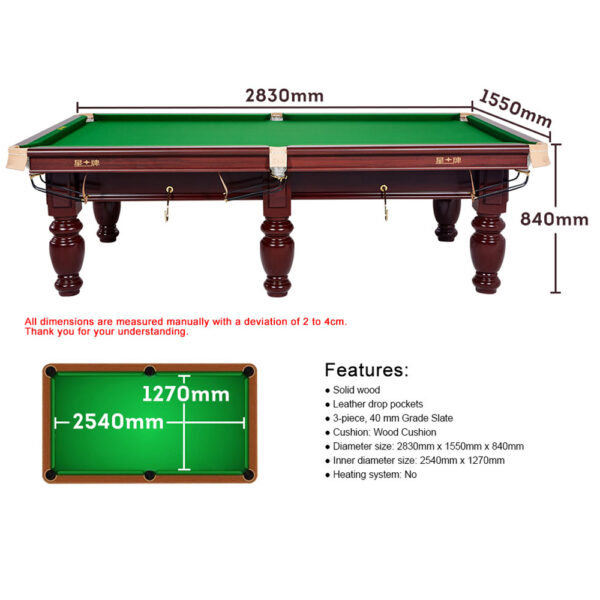 Xingpai Chinese Luxury Slate Table Pool Table XW118 - Image 9