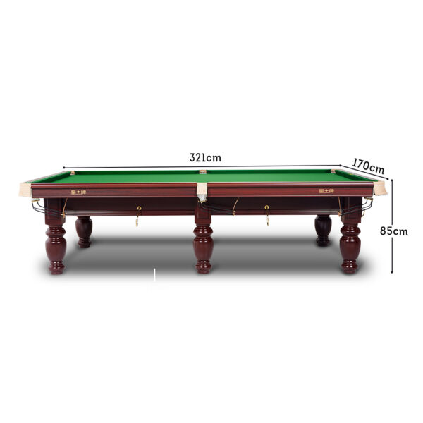 Xingpai 10FT Slate British Snooker Table Billiard Table – Mahogany & Green - Image 3