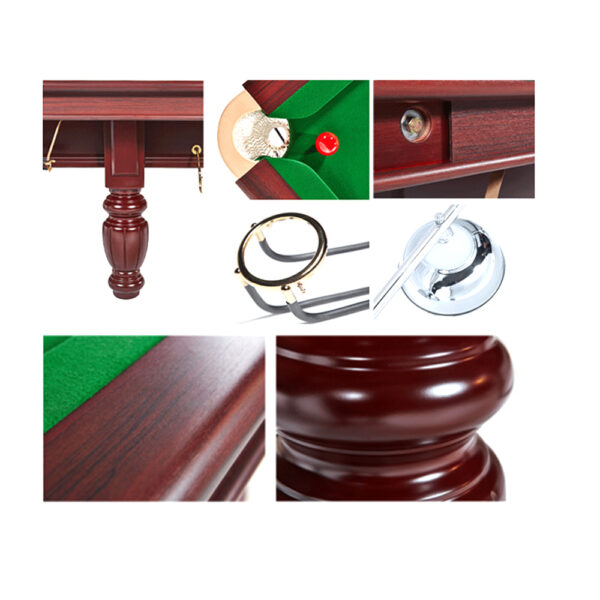 Xingpai 10FT Slate British Snooker Table Billiard Table – Mahogany & Green - Image 4