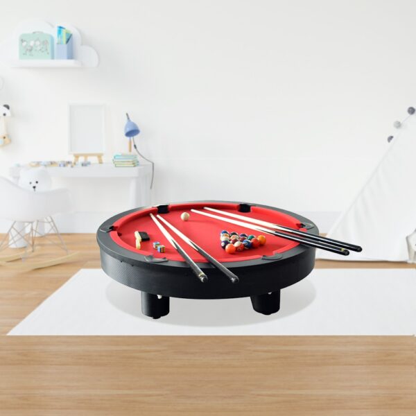 Mace 4-player Round Shape 36″ Pool Table Black Frame Red Felt - Image 2