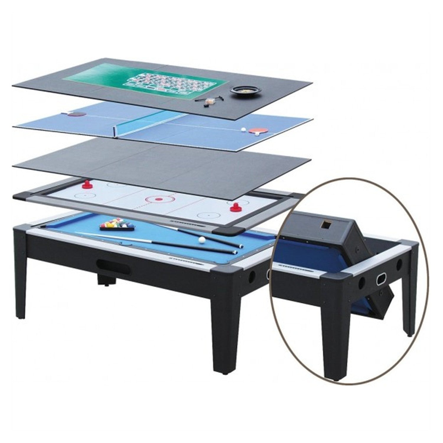 Challenger 6IN1 Pool Table | 7FT Ball Return