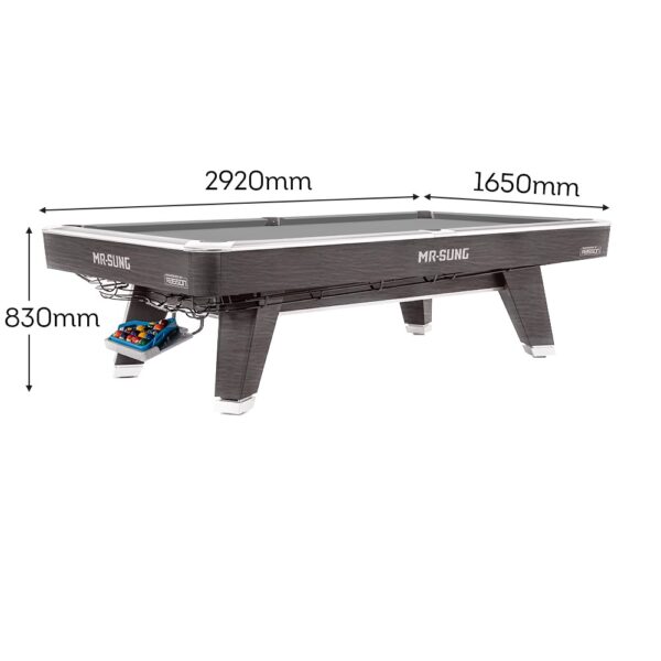 Rasson Acurra 9ft Slate Competition Billiard Table W/ Ball Return Track Free Accessaries Pool / Billiards / Snooker Table – Grey&grey - Image 10