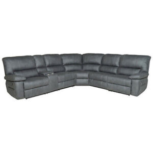 Vernon Rhino Fabric Modular Corner Recliner Sofa – 4-Seater Jet (Dark Grey)