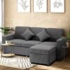 Oikiture Sofa Lounge Set Modular Couch 3 Seater Drawers Ottoman Storage Velvet - Image 2