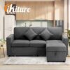 Oikiture Sofa Lounge Set Modular Couch 3 Seater Drawers Ottoman Storage Velvet - Image 5
