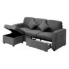 Oikiture Sofa Lounge Set Modular Couch 3 Seater Drawers Ottoman Storage Velvet - Image 9