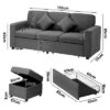Oikiture Sofa Lounge Set Modular Couch 3 Seater Drawers Ottoman Storage Velvet - Image 10