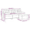 3-Seater Sofa with Footstool Black Fabric - Image 7