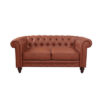 3+2 Seater Brown Sofa Lounge Chesterfireld Style Button Tufted in Faux Leather - Image 2