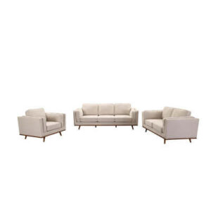 3+2+1 Seater Sofa Beige Fabric Lounge Set with Wooden Frame